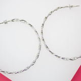 18K Rhodium Filled 5mm Slim Curb Cuban Open Hoops For Wholesale Jewelry & Earring Findings (K181)(K182)