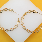 18K Gold Filled Dainty Paperclip Chain Open Hoop Earrings