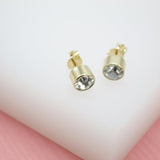18K Gold Filled Stud Earrings With CZ Cubic Zirconia Stone