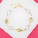 10mm Pearl Bead Box Chain Bracelet (I106)