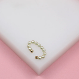 18K Gold Filled Oval Shaped Pearl Beaded Cuff Earrings (L166)