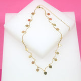 18K Gold Filled Designed Link Dangle Heart Choker Necklace (G49)