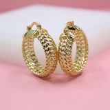 18K Gold Filled Triple Cuban Style Latch Back Hoop Earrings (K82)