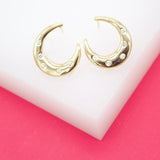18K Gold Filled Moon Crescent Stud Earrings With Cz Stones