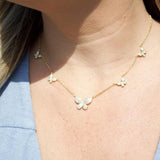 CZ Butterfly Charms Layering Rolo Necklace (G70)