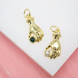 18K Gold Filled Hand With CZ Cubic Zirconia Stones Pendant