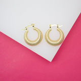 18K Gold Filled Designed Textured Lever Back Earrings (J93)