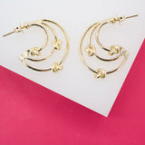18K Gold Filled Knotted Open Hoop Stud Earrings (K64)