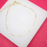 18K Gold Filled Box Chain Anklet With Gold Tubes (E169)