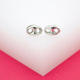 18K Rhodium Filled Puffy Mariner Stud Earrings (L123)(L34)