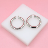 18K Gold Filled 7mm Thick Chunky Lever Back Hoop Earrings (J38)
