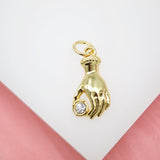 18K Gold Filled Hand With CZ Cubic Zirconia Stones Pendant
