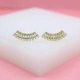 18K Gold Filled Oval CZ Stone Brow Earring Studs (L130)