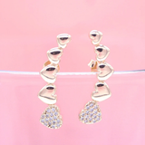 18K Gold Filled CZ Hearts Stud Earrings | Gold Heart Earrings (K298)