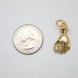 18K Gold Filled Hand With CZ Cubic Zirconia Stones Pendant