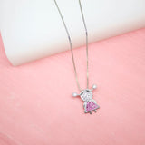 18K Gold Filled Boy & Girl Pendant With CZ Clear Stones Dainty Delicate Box Chain Necklace (G159)