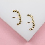 18K Gold Filled Long Beaded Stud Earrings