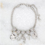 18K Gold Filled Beaded Ocean Sea Life Charms Bracelet (I397)