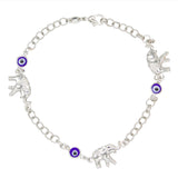 18K Gold Filled Evil Eye Charm Anklet With Elephant Charms