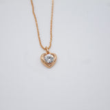 18K Rose Gold Filled Round Cubic Zirconia Stone With Heart outline