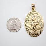 18K Gold Filled Saint Virgin Mary Oval Pendant CZ Cubic Zirconia Stone