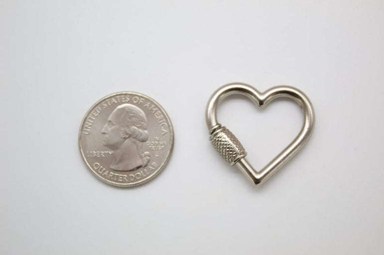Sterling Silver 17mm Heart Carabiner Clasp - Weave Got Maille