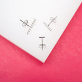18K Rhodium Filled Bar Stud Earrings (L44A)(L50-51)