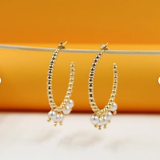 Beaded Hoops With Dangle Pearls (K98)