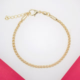 18K Gold Filled 2mm Wheat Bracelet (I27)