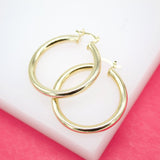 18K Gold Filled 4mm Slim Hoops Lever Back Hoop (J65)