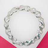 18K Rhodium Filled Designed Link Bracelet With CZ Stones