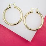 18K Gold Filled 4mm Slim Hoops Lever Back Hoop (J65)