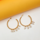Beaded Hoops With Dangle Pearls (K98)