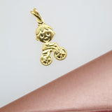 18K Gold Filled Girl Riding Bike Charm Pendant