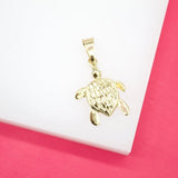 18K Gold Filled Turtle Pendant With CZ Stones Eyes