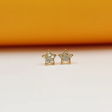 Gold Star Stud Earrings With Zirconia Stones (K291)