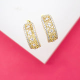 18K Gold Filled Clear Round CZ Pave Huggies (L65)