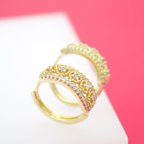 18K Gold Filled Clear Round CZ Pave Huggies (L65)