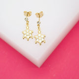 18K Gold Filled Enamel Sea Turtle Dangle Stud Earrings With CZ Stones (L115)