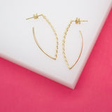18K Gold Filled Diamond Cut Curb Open Marquis Shape Earrings (K204, K206)