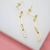 18K Gold Filled Diamond Cut Link Chain Dangle Drop Long Earrings
