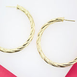 18K Gold Filled Twisted Hoop Stud Earrings (J133)