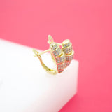 18K Gold Filled Oval Stacked Pave Huggies (L270)