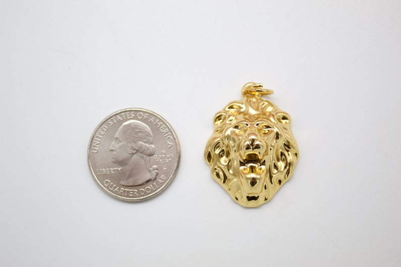 Large And Small Gold Lion Pendant (A60)(A178)