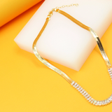 18K Gold Filled Flat Slinky Snake CZ Chain Necklace (H91)