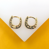 18K Gold Filled CZ Paved Small Oval Huggie Earrings
