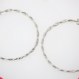 18K Rhodium Filled 5mm Slim Curb Cuban Open Hoops For Wholesale Jewelry & Earring Findings (K181)(K182)