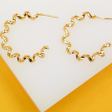 18K Gold Filled Thick Spiral Hoops Lever Back Earrings (J242-244)