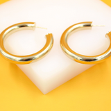 18K Gold Filled Thick Chunky Open Hoop Earrings (J29)