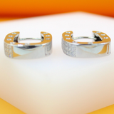 18K Rhodium Filled CZ Rectangle Minimalist Hoops Earrings